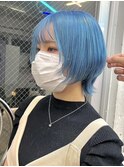 下北沢タッセルボブデザインカラー切りっぱなしボブミディアム◆