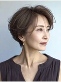大人ショートレイヤー白髪ぼかし脱白髪染め40代50代60代原宿