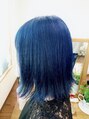 髪クラブハーティー(CLUB Hearty)&nbsp;色落ち途中もかわいい♪ネイビーカラー☆彡ブリーチ２回です！