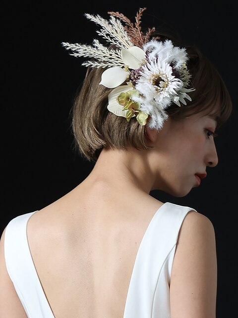 【ショートヘアーの花嫁ヘアアレンジ】結婚式のウェディングヘア