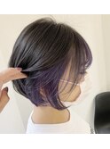 グレーインパープル ショートボブ
