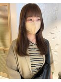 【松本咲花】顔まわりレイヤーカットブリーチなしベージュカラー