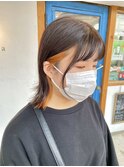 伸ばし中ボブ×オレンジインナーカラー/ヘルシースタイル