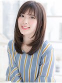 斜めバングネイビーアッシュ内巻きワンカールc5越谷20代30代40代