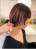 デザインカラーコントラストハイライト切りっぱなしボブ