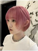 ショートヘア/ケアブリーチダブルカラー/ピンク/顔周りレイヤー