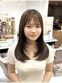 ミディアムヘア暗めカラーデザインカラーフェイスフレーミング