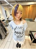 シャギーカット　ウルフ　デザインカラー　ダブルカラー