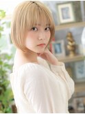 ■ハイトーンカラーホワイトブロンド丸みボブ401戸頭10代20代