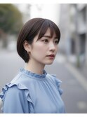 丸みボブ　サイドバング　小顔効果