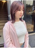 【松本咲花】くびれミディアム初カラー春カラーラベンダーピンク