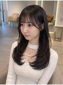 顔周りカット/レイヤー/くびれ/シースルー/ミルクティーベージュ