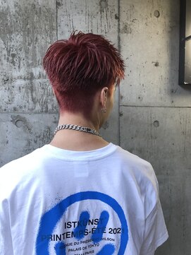 ピープスアンドスー 表参道 渋谷(Peeps&Suu.) メンズカット　レッド　赤　刈り上げ　フェード
