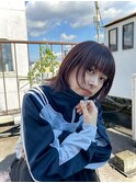 顔周りレイヤー/ウルフボブ/カシスレッド