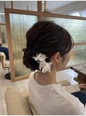 ★結婚式パーティーゆるふわ編み込みシニヨン大人美人