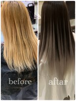 カラコレ(Cara Core)&nbsp;ハイトーンブリーチ履歴/バレイヤージュ風シルバーエクステ