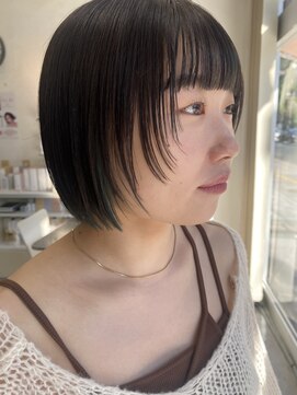 プランタン フォー ヘアー(printemps FOR HAIR) 顔周りレイヤー__切りっぱなしボブ__インナーカラー