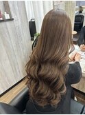 夏デザインカラーレイヤーカットオリーブベージュウェットヘア