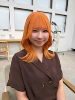 モリオフロムロンドン 大宮店(morio from London)&nbsp;【透明感オレンジ/くびれミディアム/ブリーチ】