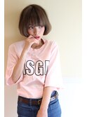 大人可愛いボブスタイル　フレンチボブ　黒髪アッシュ