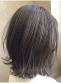 伸ばしかけ切りっぱなし×マットグレーカラー