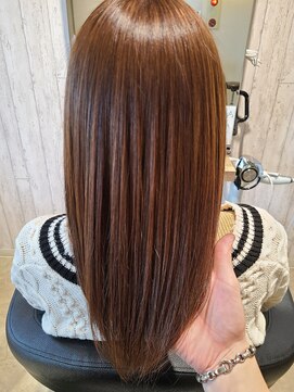 ヘアサロン フラット(hair salon flat) ツヤ髪ストレートミディ大人可愛いナチュラルブラウン髪質改善