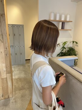 ヘアーデザインプレクト(Hair Design PRECT) 切りっぱなしボブ×ミルクティーベージュ