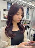 レイヤースタイルチェリーレッド韓国風