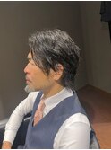 ビジネスツーブロック 前下がりミディアム センターパート
