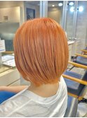 くびれショートボブ/オレンジ/ケアブリーチ【池袋/本松】