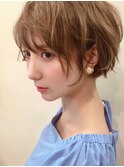 暗めカラーグランマッシュショートボブパーマ
