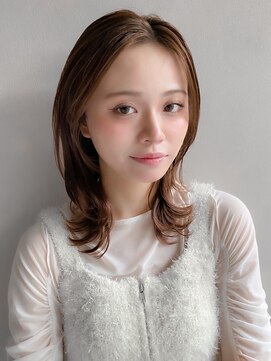 リヤン 表参道(lyann) ミディアムレイヤーカットダークアッシュモテ髪結べるボブ