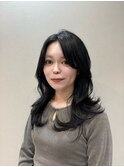 韓国風ブラックにセミロングレイヤーカット◎