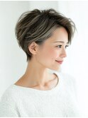 40代50代 白髪30%ぼかしショート