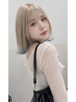 サロウィン 那覇店(SALOWIN)&nbsp;エンドカラー×ブルー×ホワイトブロンドボブ