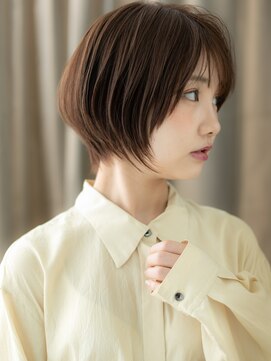 カバーヘア イヴ 戸頭店(COVER HAIR EVE) オリーブベージュ切りっぱなしショートボブレイヤー30代Te3戸頭