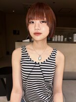 ロウROW)&nbsp;ボブ ミニボブ 前髪あり オレンジボブ ブリーチなしオレンジ