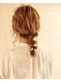 ミディアム　編み下ろし　伸ばしかけヘアアレンジ