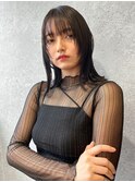 三軒茶屋_レディース_ミディアム_黒髪_ボブ_外ハネ_顔まわり_