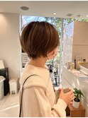 丸みショート×シナモンベージュ style by 田爪【洋光台美容室】
