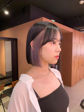 シーン 原宿(scene) ラベンダーグレージュ/イヤリングカラー/インナーカラーボブ