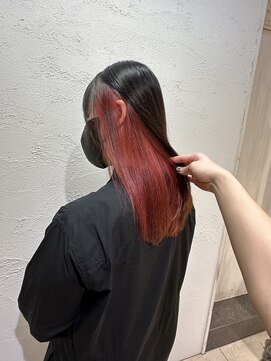 アジールヘア 池袋東口店(agir hair) 20代30代40代ストレートインナーカラーピンクレッド池袋