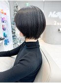 大人ショートボブ丸みショートカットマッシュショート前髪あり