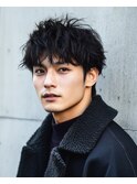 韓国マッシュ　ブルーブラック　シャドウパーマ