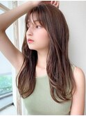 暗髪でも出せるこなれ感フェイスレイヤー×ナチュラルセミロング