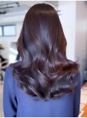 美髪ミディアムレイヤーカットデジタルパーマチェリーブラウン