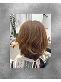 ボブパーマ × オリーブベージュ
