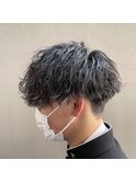 刈り上げマッシュ × 波巻きパーマ