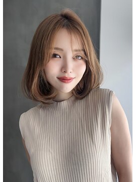 ナイロン 柏店(NYLON.) ☆くびレイヤーエモージュ前髪パーマグレーベージュレイヤーボブ