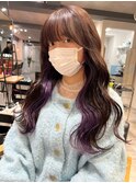 ダブルカラーピンクベージュベージュカラーケアブリーチレイヤー